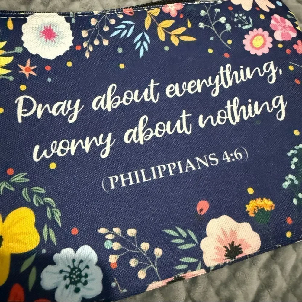 Floral Scripture Pouch – “Pray About Everything” Philippians 4:6